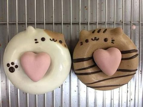 Amor gatuno ❤🍩🐈 Pastel Cupcakes, Kawaii Dessert, Kawaii Cooking, Cute Donuts, ดินปั้น Polymer Clay, Cute Baking, Cute Snacks, Think Food, Mini Donuts