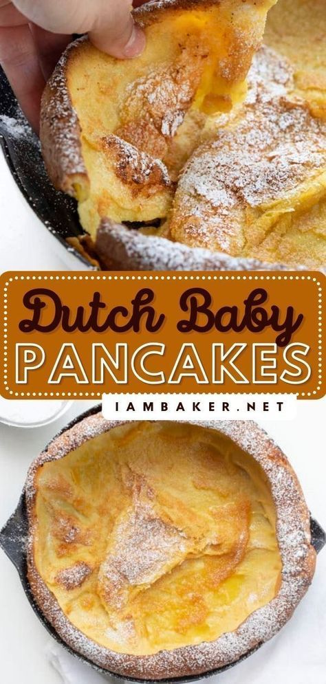 Try these delicious and light Dutch Baby Pancakes for a sweet and satisfying breakfast. They're easy to make and perfect for weekend brunches. Pin this recipe for later! Dutch Baby Pancakes, Dutch Baby Pancake Recipe, German Pancakes Recipe, Pancakes For Two, Dutch Babies, Dutch Baby Recipe, Oven Pancakes, Dutch Pancakes, Baby Pancakes