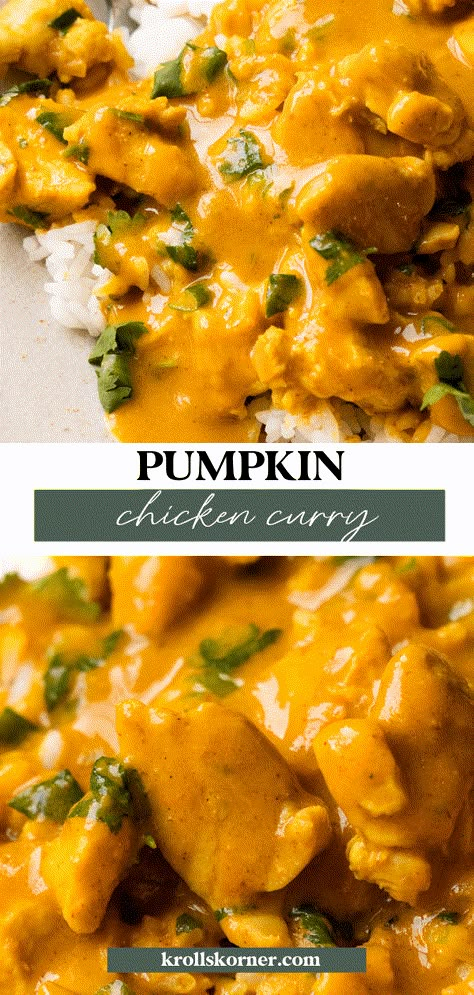 Pumpkin Curry Chicken, Chicken Pumpkin Curry, Rotisserie Chicken Curry, Pumpkin Curry Recipe, Fall Chicken Recipes, Pumpkin Chicken, Chicken Curry Recipe Easy, Pumpkin Crockpot, Chicken Pumpkin