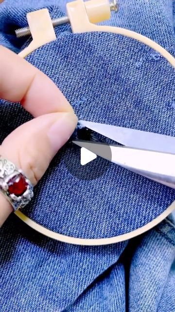 clothes on Instagram: "How to repair jeans? @lvbagpurse" Rattoppare I Jeans, Diy Fashion Videos, Survival Kit Gifts, Repair Jeans, Embroidery Stitches Beginner, Stitch Witchery, Sewing Tutorials Clothes, Repair Clothes, Sewing Appliques