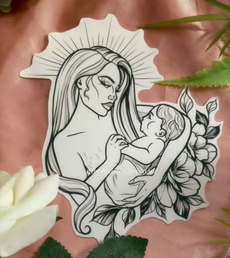 Mother Spine Tattoo, Mother Holding Baby Tattoo, Mom And Baby Tattoo Ideas, Son Tattoo For Mom Unique, Baby Boy Tattoos For Mom, Boy Mom Tattoo, Breastfeeding Tattoos, Mother Son Tattoo, Breastfeeding Tattoo