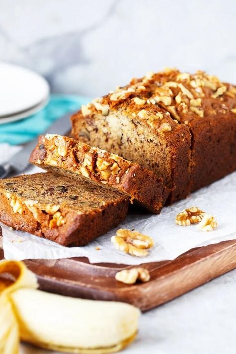 Starbucks Banana Bread Recipe, Starbucks Banana, Starbucks Banana Bread, Butter Cake Cookies, Key Lime Pie Bars, Banana Walnut Bread, Chocolate Chip Pecan Cookies, Walnut Bread, Banana Walnut