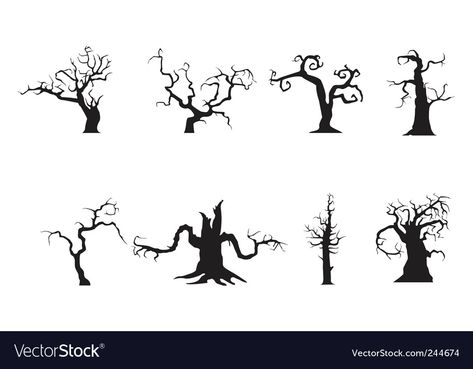 Scary trees Royalty Free Vector Image - VectorStock Scary Trees, Clay Idea, Trees Vector, Spooky Tree, Halloween Kunst, Cartoon Trees, Chalkboard Drawings, Spooky Trees, Halloween Silhouettes