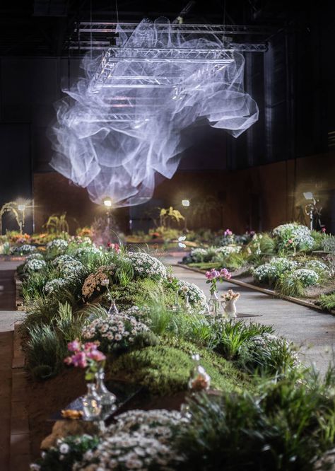 FRAME | This exhibition shows what can happen when organic and man-made landscapes meet Wedding Backdrop Design, Wedding Hall, Backdrop Design, Wedding Stage, Forest Wedding, Stage Design, Wedding Deco, Exhibition Design, Wedding Backdrop