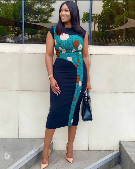 37 Likes, 0 Comments - The Official Ankara Styles (@ankarastyles) on Instagram: “🤩 @sylvianduka in @theebimms” Gowns For Ladies, Corporate Gowns, Ankara Short Gown Styles, Corporate Dress, Short African Dresses, African Fashion Ankara, Office Dresses For Women, Work Dresses For Women, Short Gowns