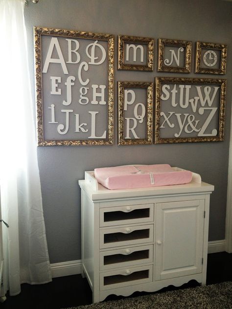 Painted Alphabet Letters, Alphabet Wall Decor, Painted Wooden Letters, Coral Nursery, Nursery Idea, Letter Nursery Decor, Abc Wall, Wooden Alphabet Letters, Painting Wooden Letters