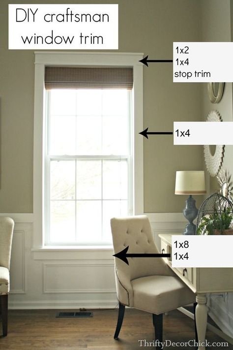 Installing Trim Makes All The Difference! Full picture tutorial including measurements on Thrifty Decor Chick! Craftsman Window, Craftsman Window Trim, Craftsman Trim, Craftsman Door, Thrifty Decor Chick, Thrifty Decor, Window Trim, Remodel Bedroom, Interior Trim