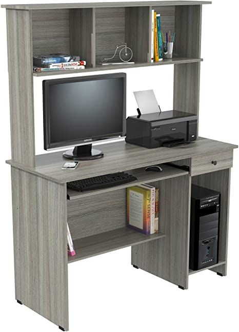 Inval Computer Desk, Smoke Oak Muebles Aesthetic, Oak Home Office, Office Desk With Hutch, Multipurpose Desk, Storage Organization Ideas, Computer Desk With Hutch, Bookshelf Desk, Adjustable Standing Desk, Mirror Wall Bathroom