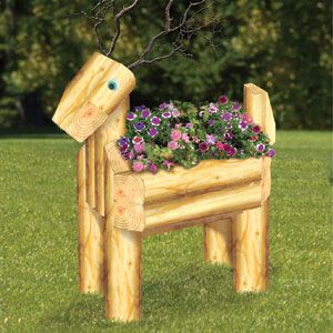 Landscape Timber Large Deer Planter DIY Woodcraft Pattern #2355 - Fun and simple project that any nature lover will surely want to have decorating their yard or patio. 36" Tall Pattern by Sherwood Creations #woodworking #woodcrafts #pattern #yardart #craft #planter #deer #landscape Landscape Timber Crafts, Reindeer Planter, Ideas Para Decorar Jardines, Timber Planters, Landscape Timbers, Woodworking Patterns, Wooden Planters, Wood Planters, Diy Planters