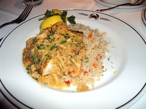 favorite Pappadeaux's recipe--redfish ponchartrain Redfish Pontchartrain Recipe, Ponchartrain Sauce Recipe, Pontchartrain Sauce Recipe, Pontchartrain Sauce, Redfish Recipes, Pappadeaux Recipe, Alaskan Halibut, Pappadeaux Seafood, Catfish Recipes