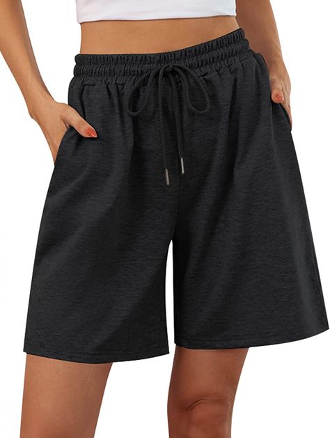 Functional Sweat-resistant Short Bottoms, Short Length Sweatpants With Built-in Shorts For Loungewear, Knee-length Athletic Shorts With Pockets For Loungewear, High-waist Loungewear Shorts With Pockets, Knee-length Loungewear Shorts With Elastic Waistband, Sweat Shorts Women, Womens Athletic Shorts, Summer Hiking Outfit, Womens Summer Shorts