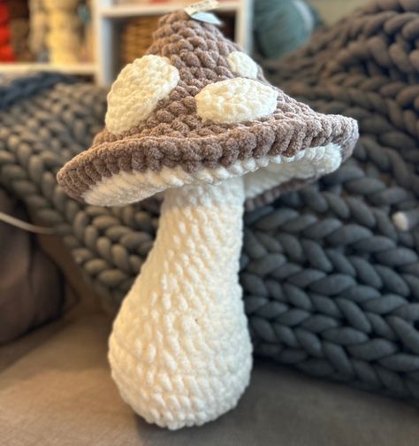 Big Mushroom Crochet Pattern, Giant Mushroom Crochet Pattern, Large Crochet Mushroom, Giant Crochet Mushroom, Mushroom Crochet Pattern, Mushroom Crochet, Crochet Plant Hanger, Giant Mushroom, Russian Christmas