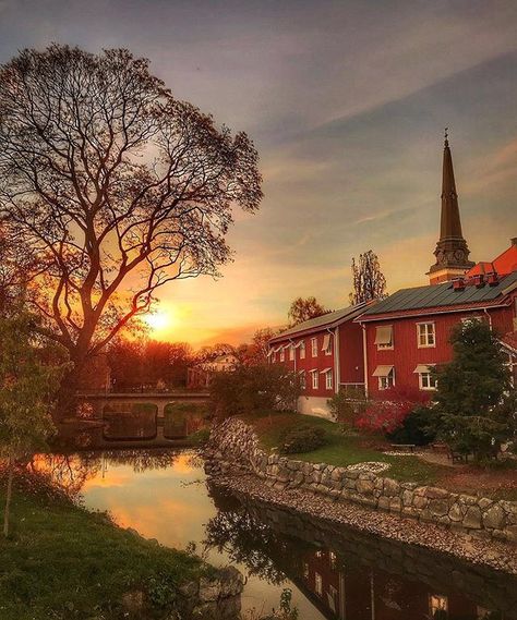 ~ evening reflections ~ Västerås, Sweden October iPhone 7 Autumn In Sweden, Sweden Street, Vasteras Sweden, Scandinavian Travel, Gothenburg Sweden Photography, Sweden Cities, Sweden Tourism, City Planning, Upsala Sweden City