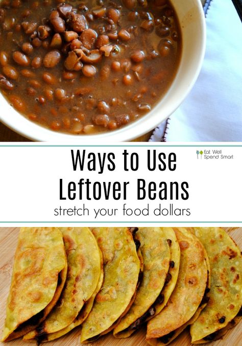 Searching for ways to use leftover beans? Look no further! Put those beans to good use and transform them into another delicious meal.    #beans #leftover #frugal Ways To Use Refried Beans, Leftover Brown Bean Recipes, Ways To Eat Beans, Frugal Mexican Meals, Beans Meals, Recipe With Pinto Beans, Leftover Beans What To Do With, Leftover Beans Recipes, Pinto Bean Dinner Ideas