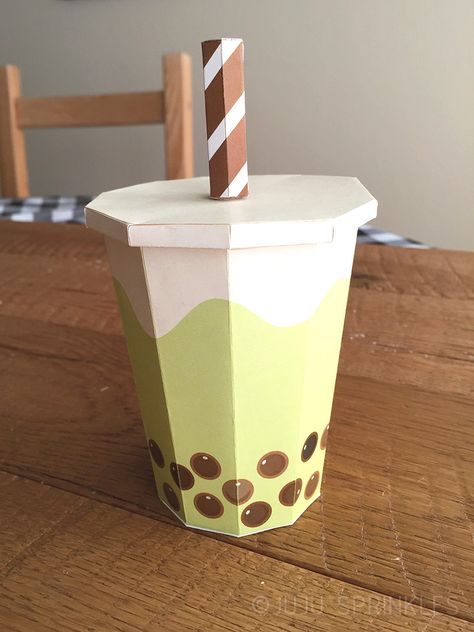 Diy Boba Tea, Boba Tea Cup, Diy Boba, Make Paper Plane, Handmade Journals Diy, Tea Crafts, 3d Paper Art, Paper Toys Template, Valentine Day Boxes