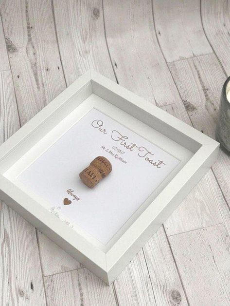 Cork Keepsake, Engagement Frame, Wall Painting Frames, Engagement Frames, Cork Ideas, Cork Crafts Diy, Champagne Corks, Just Engaged, Neutral Wedding