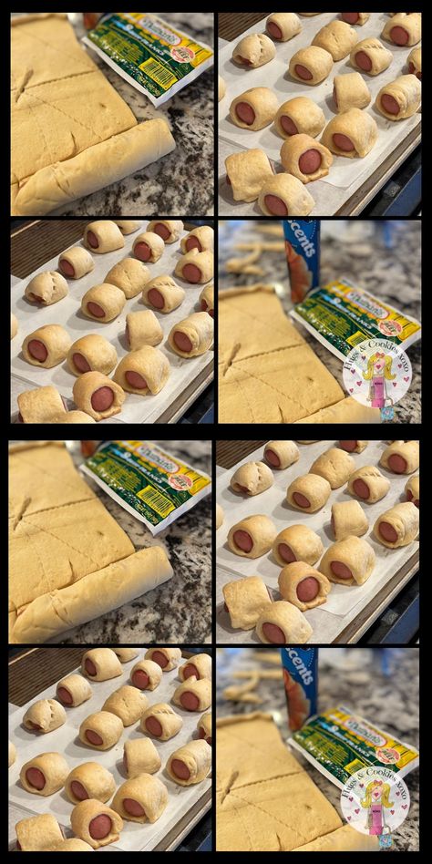 Mini Crescent Hot Dogs - Hugs and Cookies XOXO Tiny Hot Dog Recipes, Hot Dog Mini Snacks, Hot Dog Sliders Mini, Mini Crescent Dogs, Mini Hot Dogs In Crescent Rolls, Mini Hot Dog Recipes, Crescent Hot Dogs, Crescent Roll Hot Dogs, Cresant Rolls