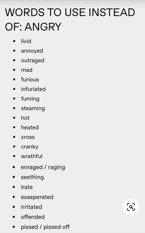 Other Words For Said Angry, Other Words For Annoying, Other Words For Said, Story Lines, Writing Inspiration Tips, Bookish Stuff, Writing Prompts For Writers, Big Words, Words To Use