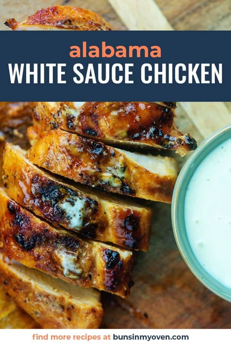 Alabama White Sauce Grilled Chicken White Sauce Chicken, Alabama White Bbq Sauce, White Barbecue Sauce, Chicken Buns, Keto Bbq, Alabama White Sauce, Buns In My Oven, Honey Mustard Recipes, White Bbq Sauce