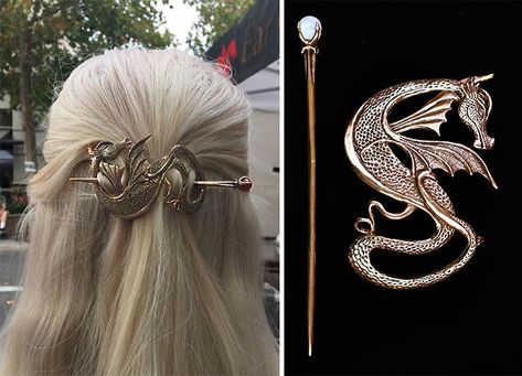 Dragon Hair Barrette Bracelets Hippie, Pinterest Jewelry, Dragons Gift, Dragon Jewelry, Themed Gifts, Mother Of Dragons, A Dragon, Fantasy Jewelry, Hair Ornaments