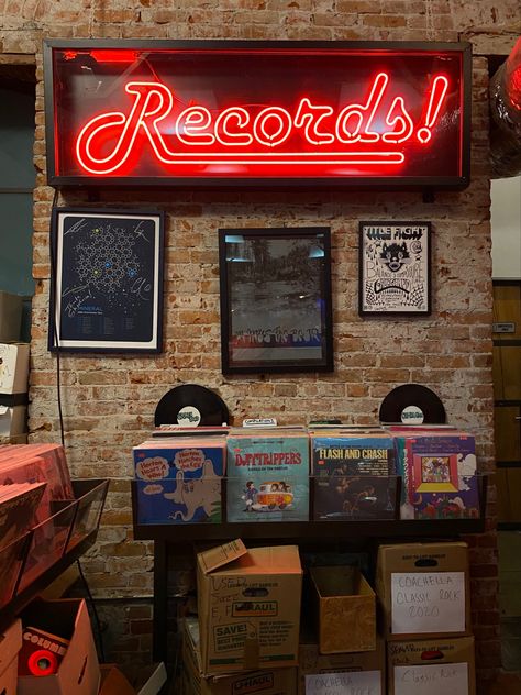 Cozy Record Store, Record Store Interior, Vintage Records Aesthetic, Record Shop Aesthetic, Record Store Aesthetic, Records Aesthetic, Vinyl Cafe, Architecture Window, The Glass House