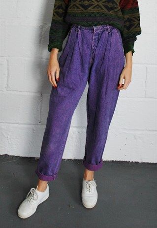 Purple Jeans Outfit Aesthetic, Purple Jeans Outfit, Vintage Outfits 1950s, Vintage Outfits For Women 1950s, Vintage Outfits 40s, Vintage Outfits 60s, Costumes For Work, High Waisted Jeans Outfit, Boho Street Style