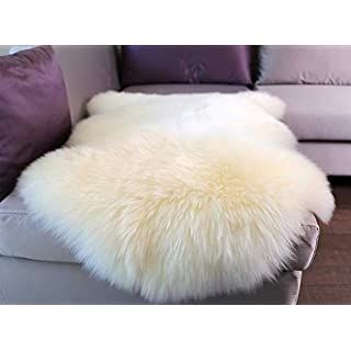 Genuine Sheepskin Rug Large (170x55cm, Ivory) MYLUNE HOME Ultra Soft Fluffy Area Rugs Plush Chair Cover Sheepskin Cushion For Living Room, Sofa, Chair Carpet, Settee, Bed : Amazon.co.uk: Home & Kitchen Sheepskin Rug Living Room, Faux Fur Area Rug, Faux Sheepskin Rug, Faux Fur Rug, Fur Rug, Beige Carpet, Fluffy Rug, Rug White, Sheepskin Rug