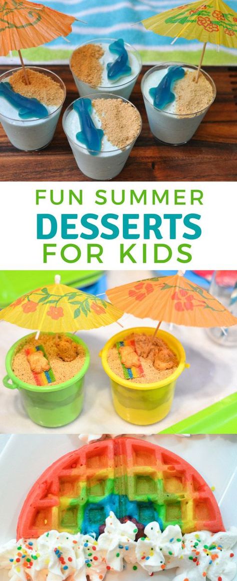 Fun summer desserts for kids.  Find fun ideas and easy snacks and pool parties. Fun Summer Desserts, Summer Desserts For Kids, Cooking With Kids Easy, Desserts For Kids, Picky Eaters Kids, Healthy Summer Desserts, Kid Desserts, Kids Treat, Easy Summer Desserts