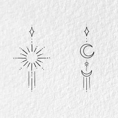 Sun And Moon Mother Daughter Tattoo, Mother Daughter Sun Moon Tattoos, Energy Tattoo, Simple Sun Tattoo, Small Moon Tattoos, Moon Star Tattoo, Tattoo Sonne, Small Matching Tattoos, Moon Sun Tattoo