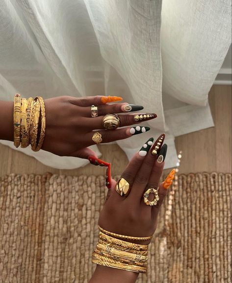 Dope Jewelry Accessories, Rings And Bracelets, Earthy Jewelry, Jewelry Aesthetic, Dope Jewelry, Nails 2024, Jewelry Fashion Trends, Girl Jewelry, Funky Jewelry