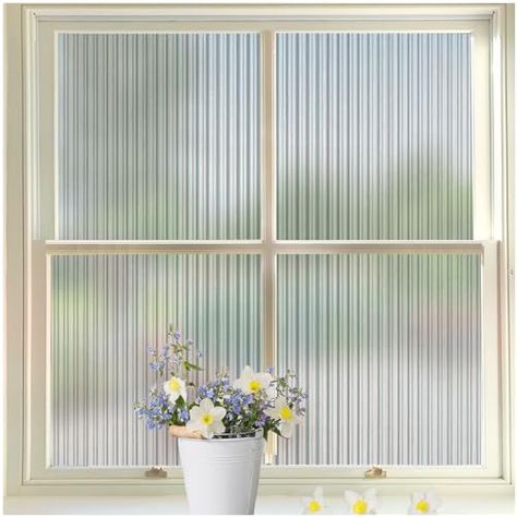 Reeded Glass, Privacy Film, Window Film Privacy, Office Bathroom, Static Cling, Fashion Toys, Window Film, Bathroom Bedroom, Glass Window