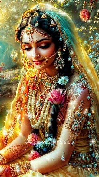 Art:gods_in_pixels Radhe Rani Pics, Radha Rani Art, Shree Radha Rani, Shri Radha Rani, Radha Pic, Saraswati Picture, Shree Radha, Radha Beauty, Buddhist Art Drawing