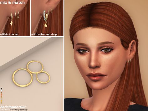 Bare Hoop Earrings / Christopher067 Christopher067 Sims 4 Cc, Sims Accessories, Cc Accessories, Sims 4 Piercings, Pelo Sims, Sims 4 Mm Cc, Sims 4 Body Mods, Multiple Earrings, Starburst Earrings