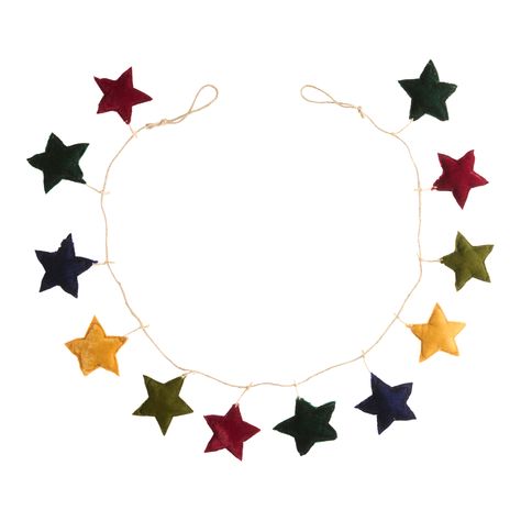 Multicolor Velvet Star Garland - World Market Triplets Room, Year Round Garland, Stars Room Decor, Bedroom Garland, Christmas Decoration House, Felt Star Garland, Bead Wall Hanging, Patchwork Crafts, Origami Garland