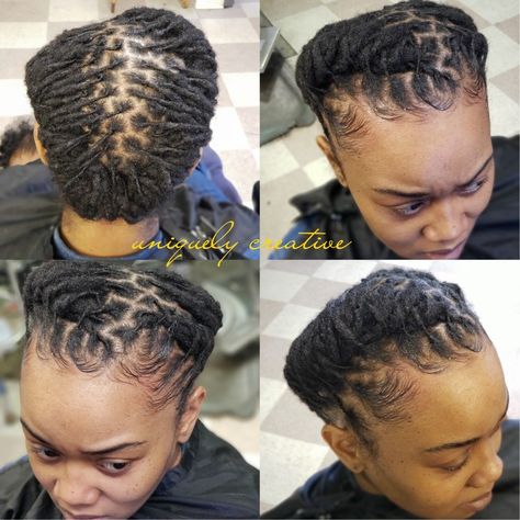 Loc Styled For Short Locs, Two Braid Loc Styles, Dreadlock Updo Hairstyles Black Women Locs Styles, Locs With Edges, Short Dread Styles, Dreads Short Hair, Short Dreadlocks, Dreadlocks Styles, Short Dreadlocks Styles