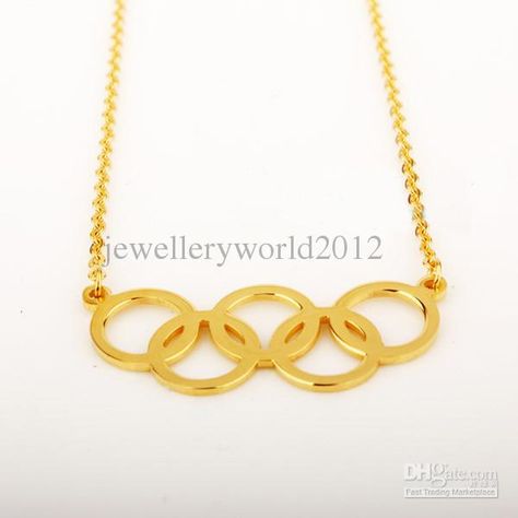 Olympic Rings necklace Olympic Rings, Christmas List, Dream Jewelry, Ring Necklace, Gold Necklace, Gold, Gifts