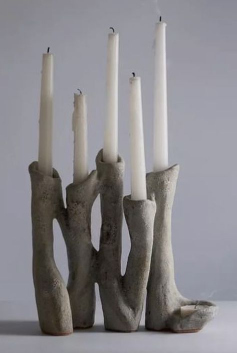 Handbuilding Pottery Ideas Candle Holders, Ceramic Candleabra Ideas, Ceramic Candlesticks Handmade, Hand Built Candle Holder, Handmade Ceramic Candle Holders, Ceramic Candle Stick Holders, Ceramic Candle Holders Pottery, Candleholders Ceramic, Candleholder Ceramic