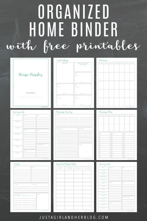 Grab this home binder with free printables to help you organize your time, goals, projects, household, and more! | #homebinder #printables #freeprintables #binderprintables #homeorganization Binder Printables Free, Home Organization Binders, Organizational Printables, Binder Templates, Free Printables Organization, Emergency Binder, Family Binder, Gratis Printables, Household Binder