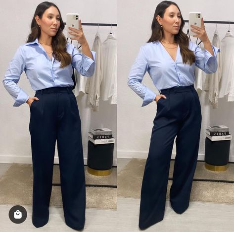 Dark Blue Shirt Outfit Woman, Dark Blue Pants Outfit, Dark Blue Uniform, Black Slacks Outfit, Blue Pants Outfit, Slacks Outfit, Navy Blue Outfit, Dark Elbows, Outfit Elegante