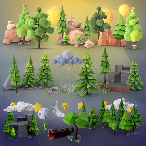 Collections of PNG Images & PSDs Available for Download | PixelSquid... Low Poly Forest, 3d Object, The Low, In The Forest, Low Poly, The Forest, Png Images, Trees, Forest