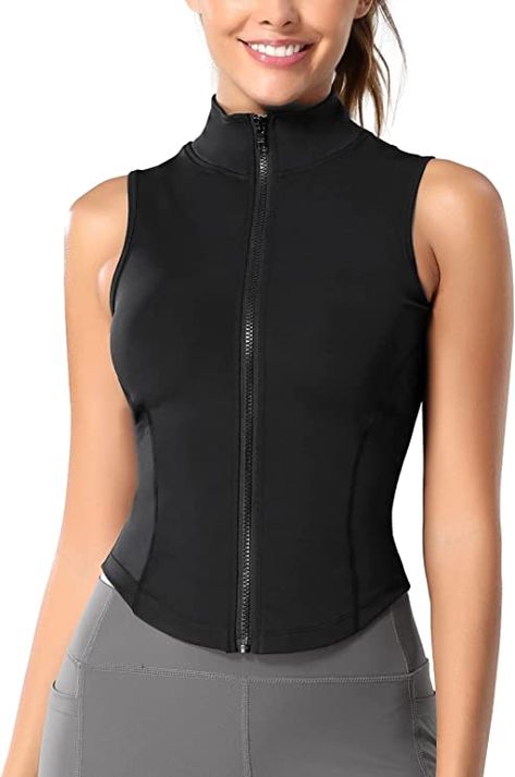 Amazon.com: FEOYA Women Sleeveless Athletic Tank Top Shirts Full Zip Up Tshirt for Yoga Running Fitness Exercise : Clothing, Shoes & Jewelry Gym Jacket, Yoga Jacket, Running Tank Tops, Slim Fit Jackets, Sport Top, Gym Tops, Running Jacket, Workout Jacket, Workout Tank Tops