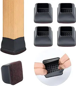 24 PCS XL Square Silicone Chair Leg Floor Protectors for Hardwood Floors, Felt Furniture Pads, Chair Leg Caps Covers, Floor Protectors for Chairs, Bar Stools Leg Protectors (Fit 1.45" - 2", Black) Chair Leg Covers, Floor Protectors For Chairs, Chair Leg Floor Protectors, Dining Room Table Chairs, Linoleum Flooring, Round Chair, Black Furniture, Floor Protectors, Chair Legs