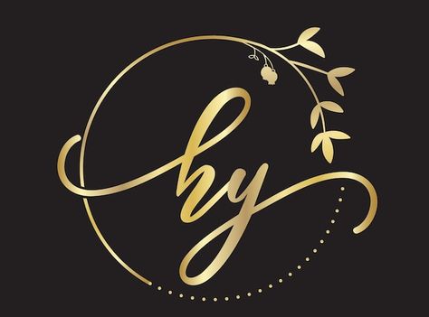 Luxury feminine initial letter hy logo d... | Premium Vector #Freepik #vector #style-logo #luxury-logo #luxury-brand #monogram-logo Hy Logo Design, Wedding Invatations, Logo D, Blouses Designs, Brand Monogram, Signature Logo Design, Wedding Logo Monogram, Elegant Logo Design, Logo Luxury