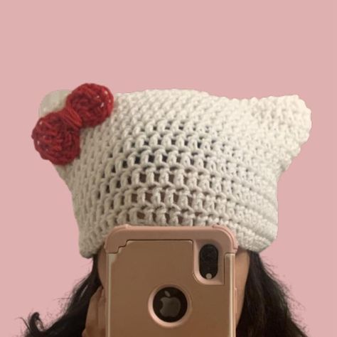 I might be biased but you should probably buy this on Depop 👍 https://depop.app.link/8bgpL8ymivb Cat Eat, Hello Kitty Cat, Cat Ear Beanie, Ear Beanie, Cat Eared Beanie, Cap Ideas, Winter 23, Crochet Design Pattern, Crochet Cap