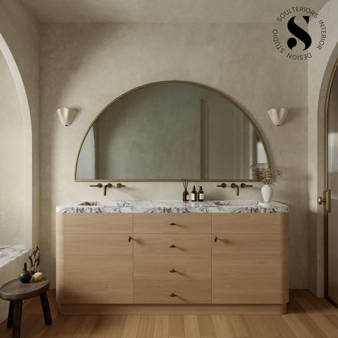 Master bath design in progress.. How does our firm stand out from the rest? We edit our renderings and designs until the client is completely satisfied 🙌🏻 #rendering #interiordesign #interior #interiordesigner #visual #soulteriors #nyinteriordesign #nyinteriordesigner #bathroom #millwork #vanitydesign #curves Oak Bathroom Vanity Ideas, Bathroom Millwork, Curved Bathroom Vanity, Showroom Ideas, Master Bath Design, Oak Bathroom Vanity, Bathroom Vanity Designs, Vanity Design, Rounded Rectangle