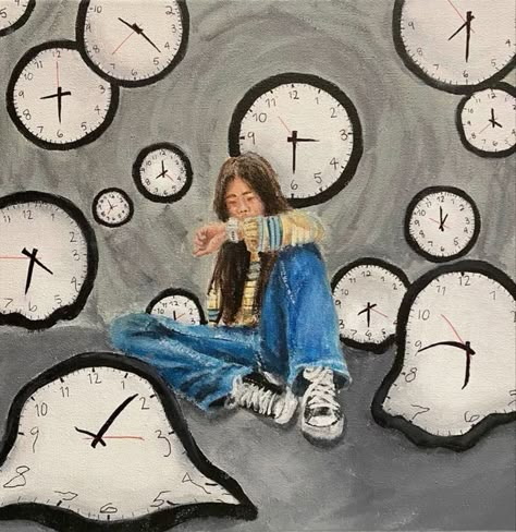 Fear Of Time Art, Childhood Fears Art, Gcse Power Art, Lost Paintings Art, Life Representation Art, Fear Painting Art, Moving On Artwork, Power Of Time Art, Change Art Gcse