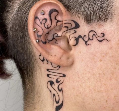 On Ear Tattoo, Ignorant Style Tattoo, Ear Tattoo Ideas, Face Tattoos, Tattoo Meaning, Aesthetic Tattoo, Elegant Tattoos, Feminine Tattoos, Dope Tattoos