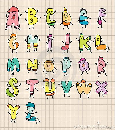 Cute cartoon letters Cute Fonts Alphabet Doodles, Abc Cartoon, Cute Fonts Alphabet, Letras Cool, Doodle Elements, Alphabet Drawing, Doodle Characters, Art Lettering, Alphabet Pictures