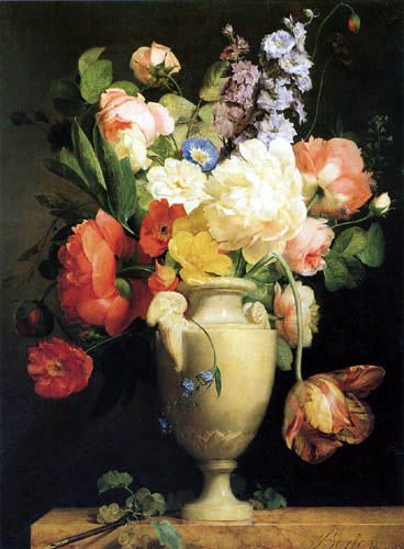 Antoine Berjon - Flowers in a Vase Art Mort, Still Life With Flowers, Painting Of Flowers, Flowers In A Vase, Dutch Artists, Abstract Canvas Painting, Large Vase, Flower Wall Art, Still Life Painting