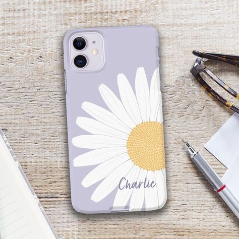 Daisy Flower Purple, Artsy Phone Cases, Phone Case Diy Paint, Diy Phone Case Design, Painting References, Kawaii Phone, Green Daisy, Phone Covers Diy, Phone Cover Design